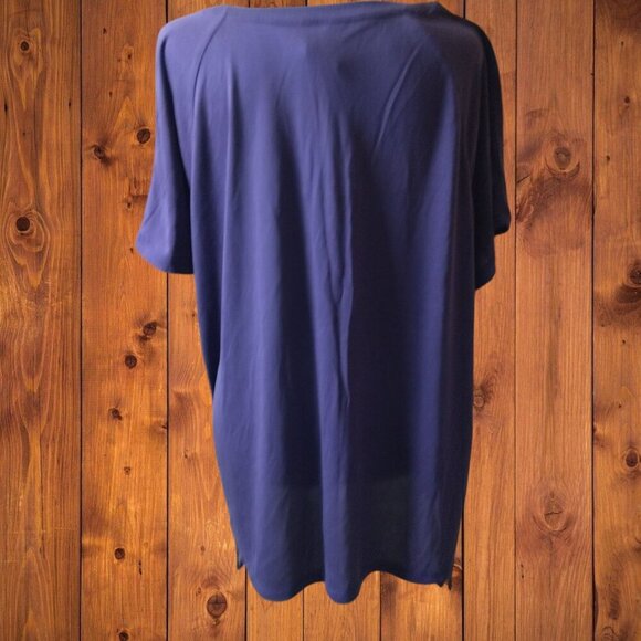 TOTALLY PINK WOMEN'S XXL (20) SHORT SLEEVE PURPLE T-SHIRT PULLOVER RUCHED SIDES - Picture 4 of 4